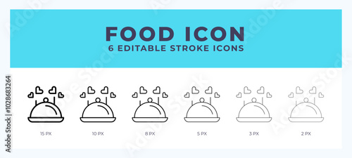 Food icon set with different stroke. Vector illustration with editable stroke.