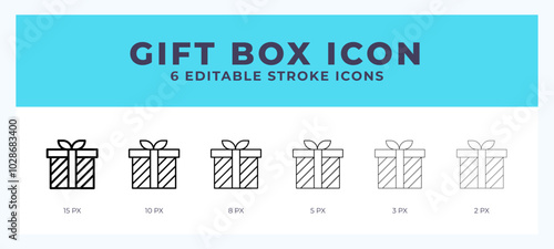 Gift box lineal icon symbol vector. Black outline for web. App. Presentation and more.