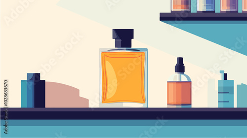 Illustration of men's perfume. Men's cologne. Bottle of men's toilet water.