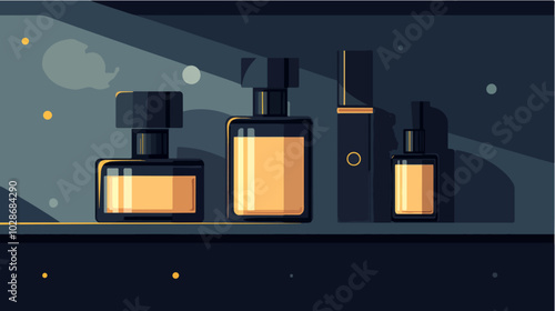 Illustration of men's perfume. Men's cologne. Bottle of men's toilet water.