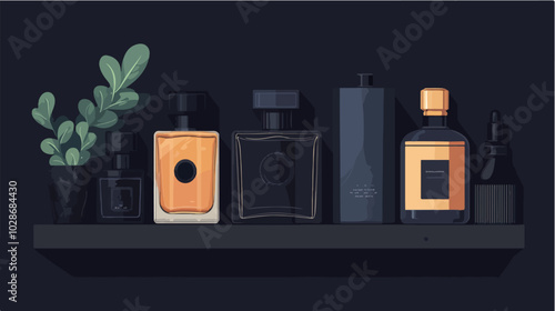 Illustration of men's perfume. Men's cologne. Bottle of men's toilet water.