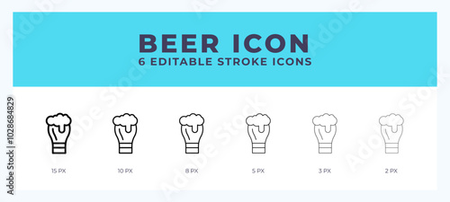 Beer line icon illustrations with editable strokes.