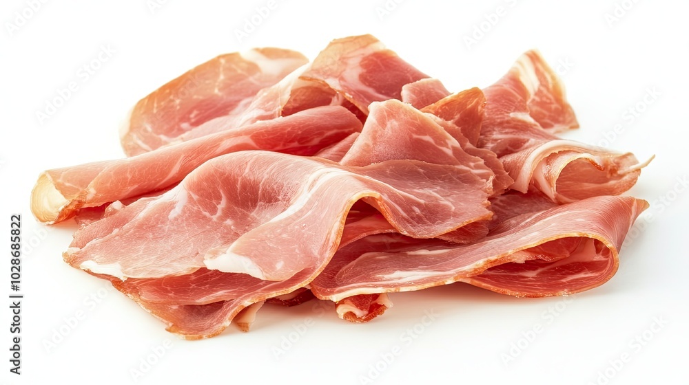 Thinly Sliced Iberico Ham Close-Up Shot Thinly Sliced Iberico Ham Close-Up Shot