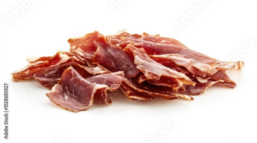 Thinly Sliced Iberico Ham Close-Up Shot