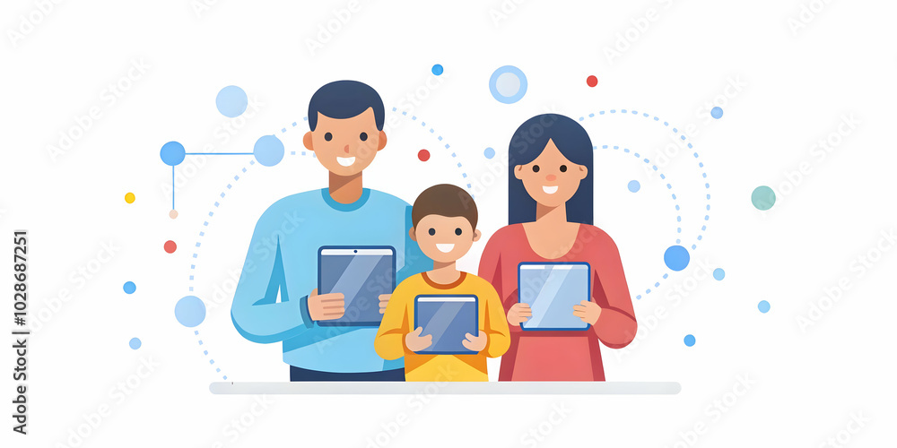 Close Up of Family Sharing Digital Tablets with Data Streams | Futuristic Macro Shot Depicting High-Tech Togetherness in Soft Glowing Light | Relaxing Weekend Family Interaction Photo Stock Concept Close Up of Family Sharing Digital Tablets with Data Streams | Futuristic Macro Shot Depicting High-Tech Togetherness in Soft Glowing Light | Relaxing Weekend Family Interaction Photo Stock Concept