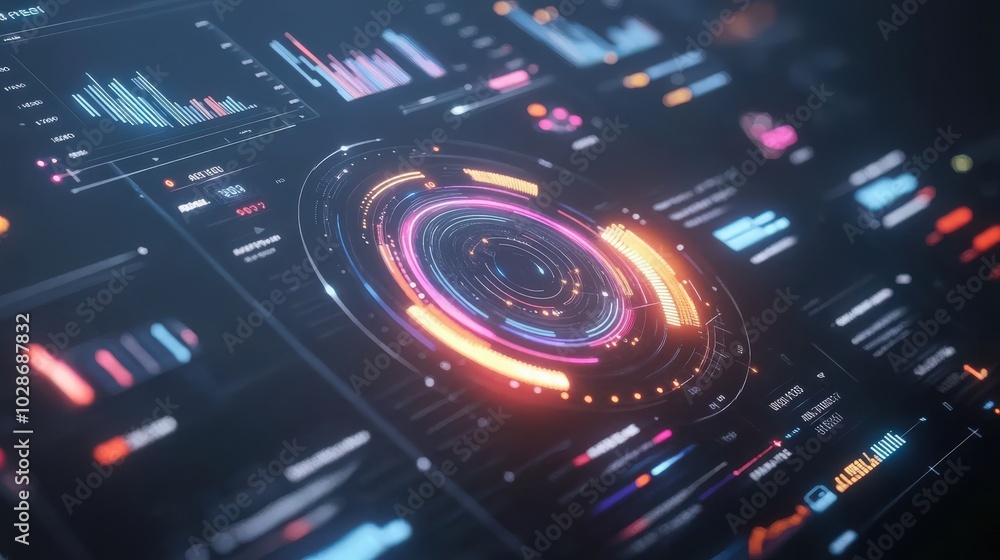 A glowing business report generated by AI, with animated charts and graphs that predict future trends and illustrate key insights A glowing business report generated by AI, with animated charts and graphs that predict future trends and illustrate key insights