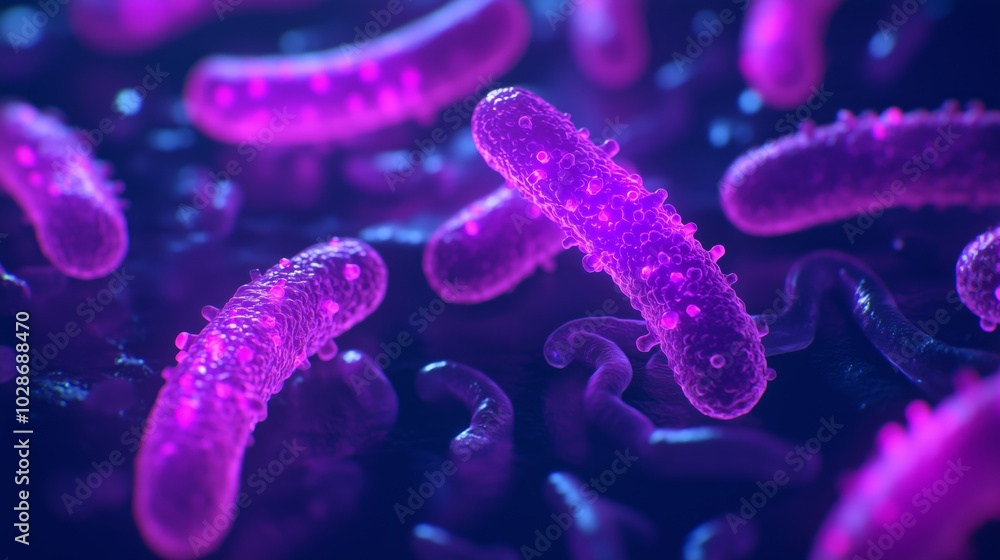 Colorful Bacteria in Abstract Digital Environment Colorful Bacteria in Abstract Digital Environment