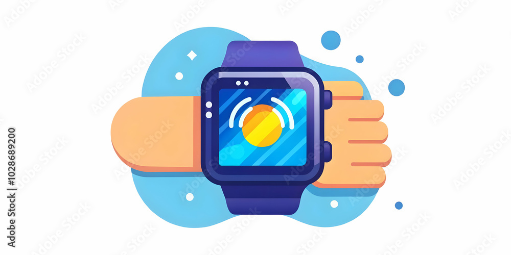 Fototapeta premium Close Up of Millennial Hand Scrolling on a Glowing Futuristic Smartwatch with Neon Lights - Ideal for Ads on Wearable Technology & Digital Lifestyle