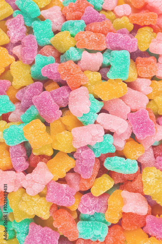 Jelly sweats bears background. Top view. Jelly sweats bears background. Top view.