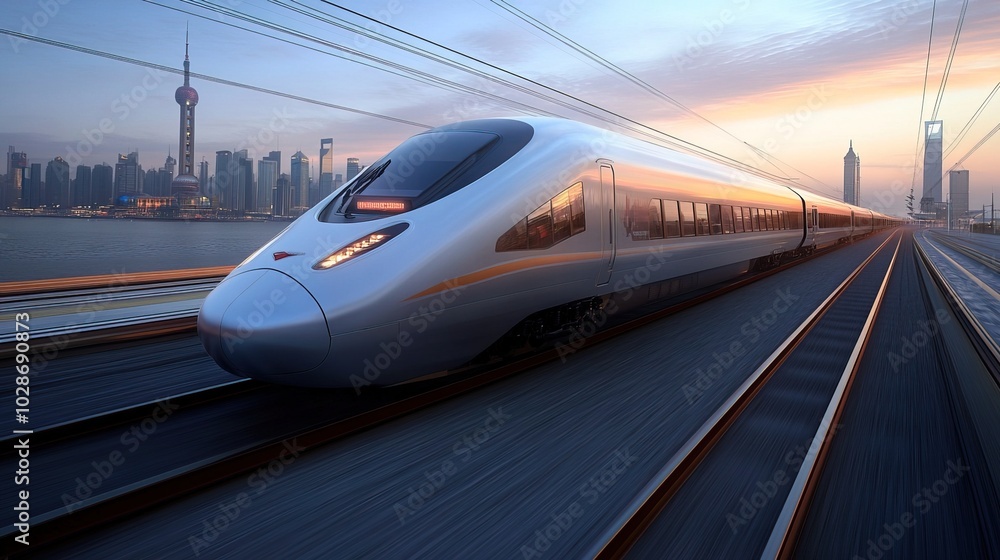 Fototapeta premium High-Speed Train in Motion: Perfect for Travel Brochures