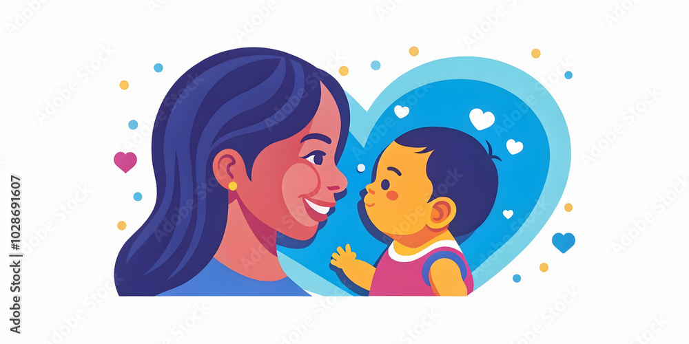 Heartwarming Close-Up of Mother and Baby Smiling at Each Other on a Plain Yellow Background, Capturing Their Emotional Bond with Space for Text | Photo Stock Concept Heartwarming Close-Up of Mother and Baby Smiling at Each Other on a Plain Yellow Background, Capturing Their Emotional Bond with Space for Text | Photo Stock Concept
