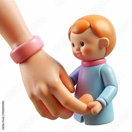 Tender Bond: Close Up of Mother Holding Baby's Hand with Soft Light, Glossy Background - Nurturing Atmosphere with Copy Space