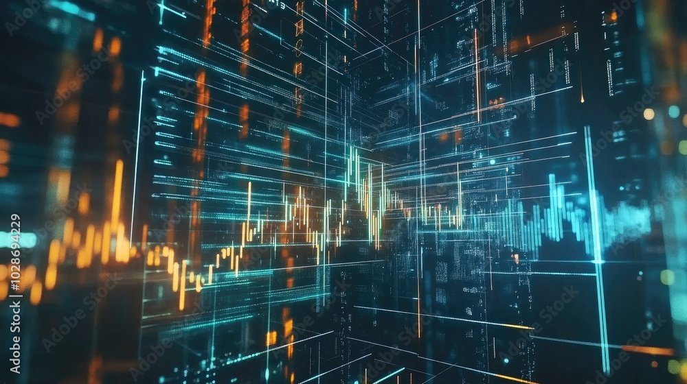 Fototapeta premium Abstract Background with Floating Financial Data