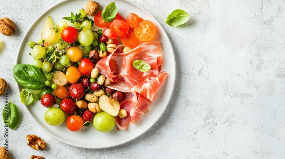 Fresh Prosciutto and Colorful Vegetable Platter Fresh Prosciutto and Colorful Vegetable Platter