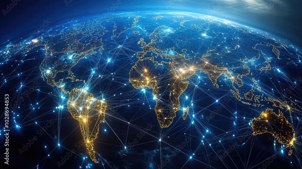 Abstract Digital Network Representation Over Earth Abstract Digital Network Representation Over Earth