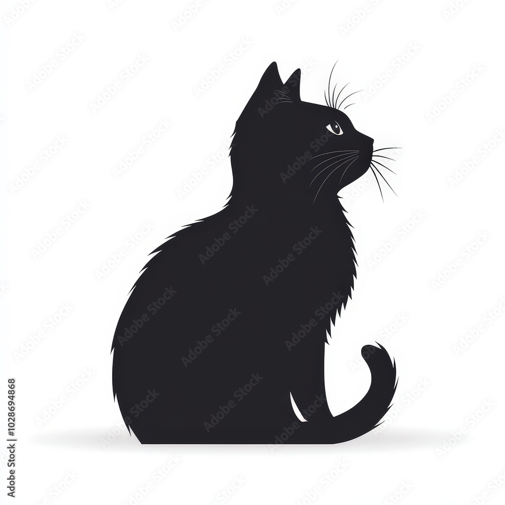 custom made wallpaper toronto digitalSilhouette of a black cat sitting, isolated on a white background.