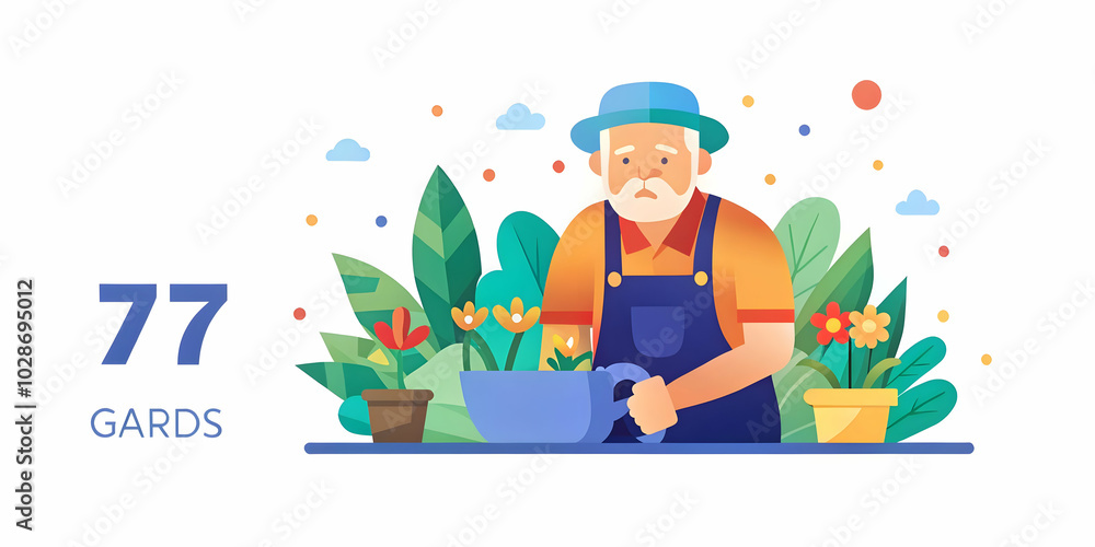 Elderly Man Gardening in Bokeh Digital Art Background | Capture Nature's Joy with Copy Space for Promotional Text | Perfect for Photo Stock Concepts Elderly Man Gardening in Bokeh Digital Art Background | Capture Nature's Joy with Copy Space for Promotional Text | Perfect for Photo Stock Concepts