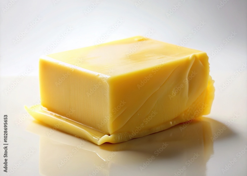 Levitating Butter Slice - Minimalistic Culinary Concept on White Background, Perfect for Food Photography, Culinary Art, and Modern Kitchen Decor Levitating Butter Slice - Minimalistic Culinary Concept on White Background, Perfect for Food Photography, Culinary Art, and Modern Kitchen Decor