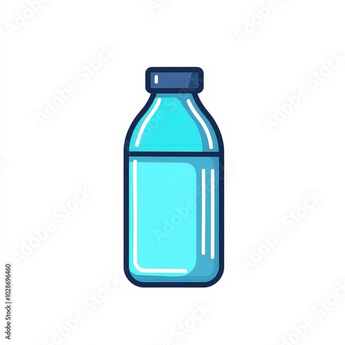 Stylized blue water bottle, transparent background for versatile use.