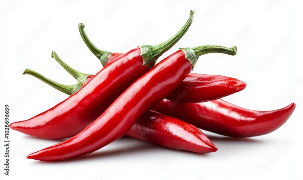 Stack of red chili pepper on white background Stack of red chili pepper on white background