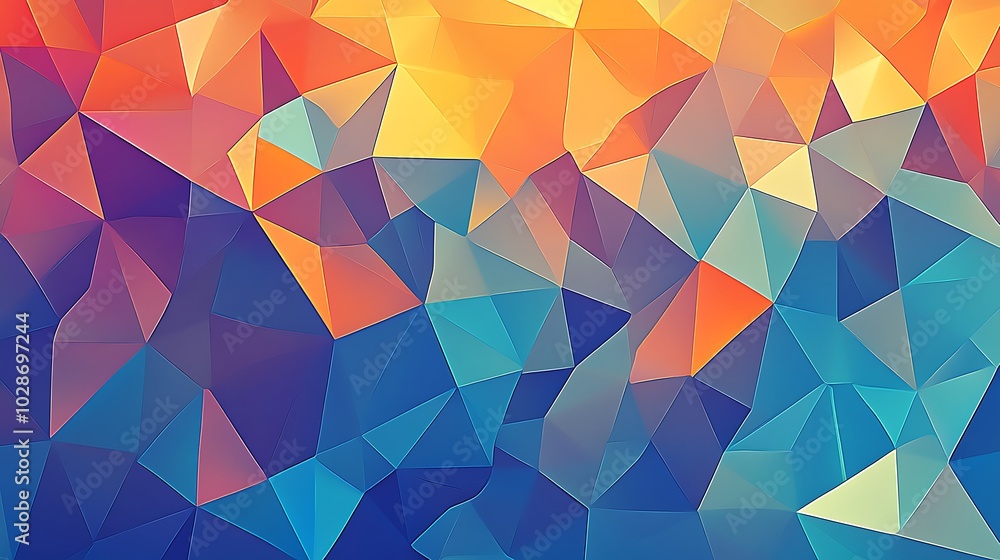Fototapeta premium Abstract geometric background with vibrant colors in a low-poly style.