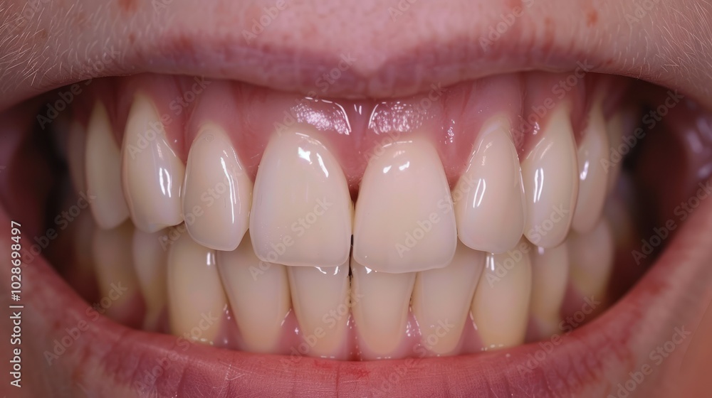 Fototapeta premium Close-up of a Person's Mouth Showing Their Teeth and Gums