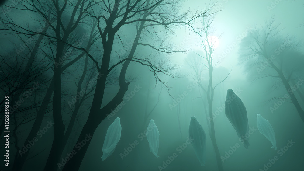 Obraz premium Night Halloween ghost come on