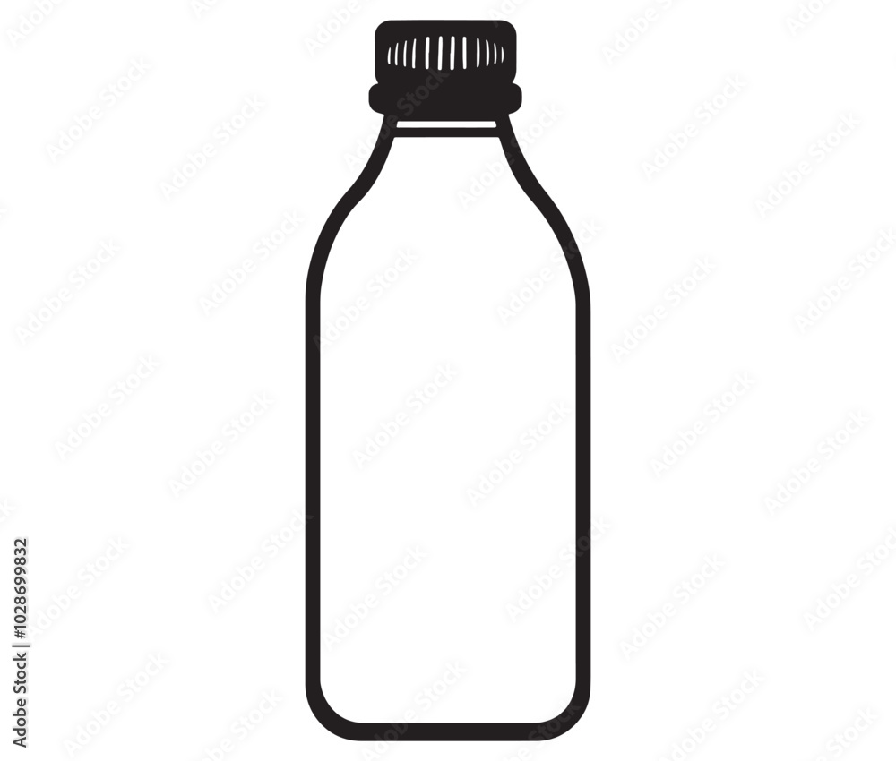 Bottle of water isolated on white, Vector Design Milk Bottle Icon Style, Line art bottle icon Bottle of water isolated on white, Vector Design Milk Bottle Icon Style, Line art bottle icon