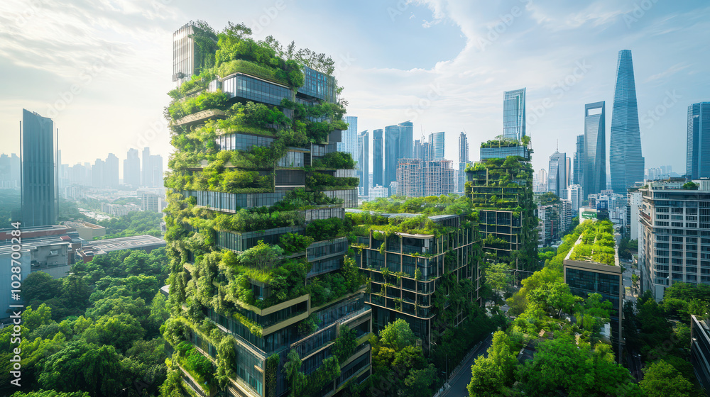 A futuristic cityscape showcasing sustainable architecture and green technologies, highlighting advancements in climate policy, with parks, vertical gardens A futuristic cityscape showcasing sustainable architecture and green technologies, highlighting advancements in climate policy, with parks, vertical gardens