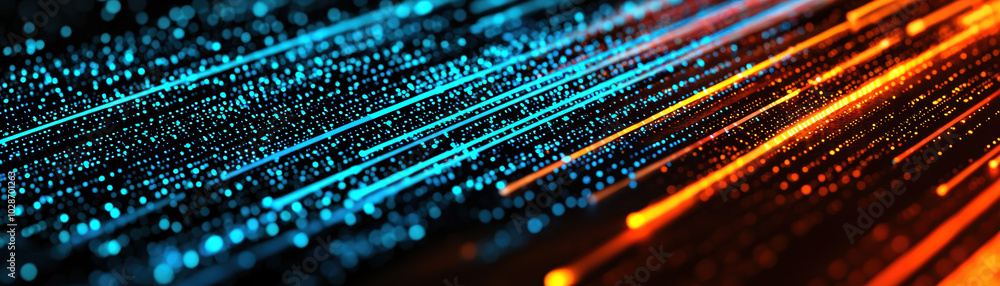 Dynamic lines of light in blue and orange, abstract digital background. Dynamic lines of light in blue and orange, abstract digital background.