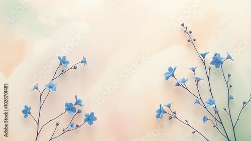 Spring Pastel Neutral Abstract Backgrounds with Flowers for Social Media and Digital Marketing