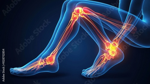 Diabetic neuropathy pain and discomfort nerve damage illustration