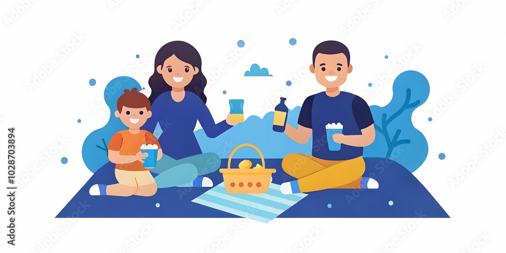 Family Enjoying an Outdoor Picnic with Bokeh Nature Background - Capture Joyful Moments in a Relaxed Weekend Atmosphere with Ample Copy Space for Promotions Family Enjoying an Outdoor Picnic with Bokeh Nature Background - Capture Joyful Moments in a Relaxed Weekend Atmosphere with Ample Copy Space for Promotions