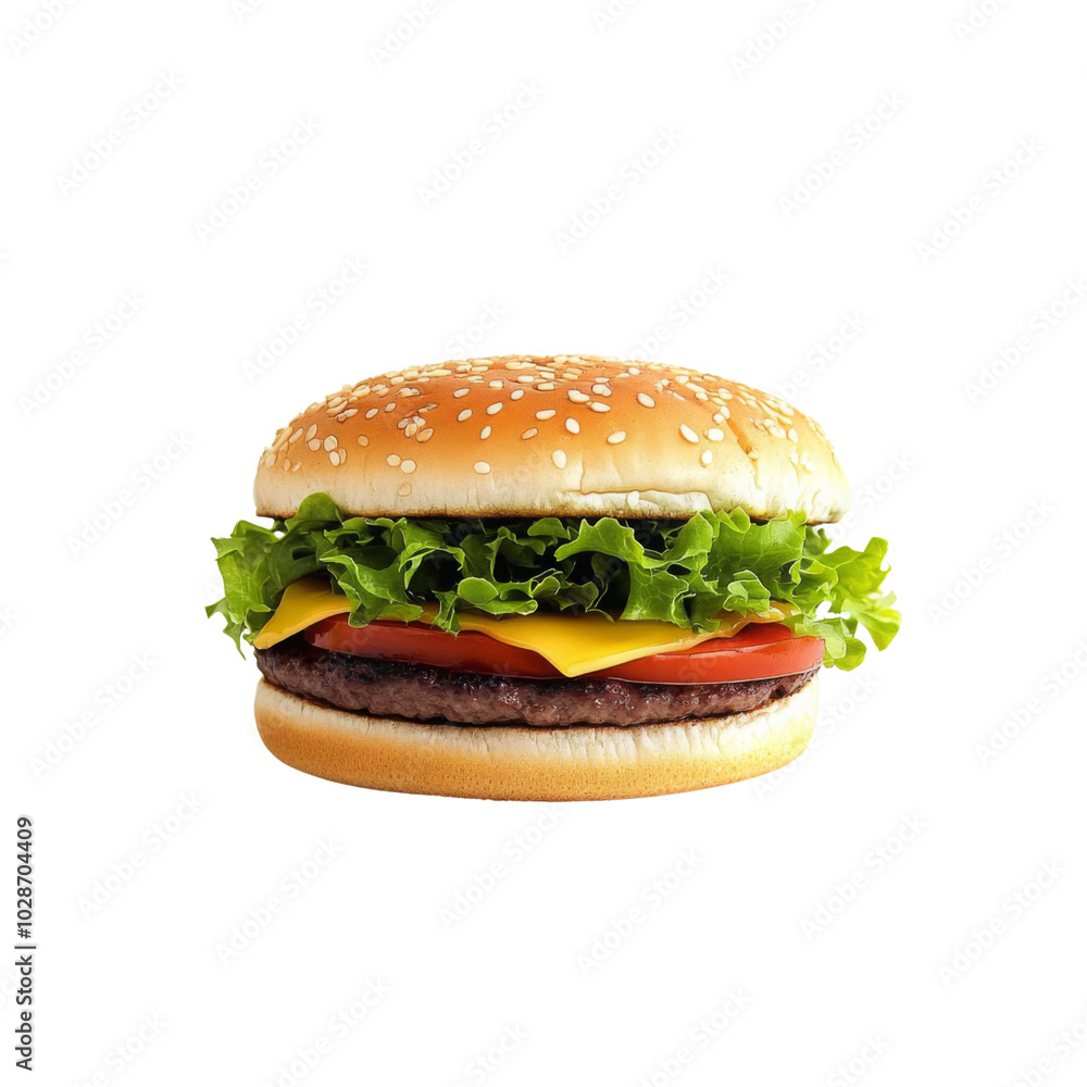 Fresh Delicious Hamburger with Lettuce and Tomato Fresh Delicious Hamburger with Lettuce and Tomato