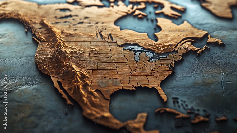 3D Render of North America Map 3D Render of North America Map