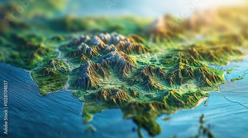 3D Render of Asia Map  photo