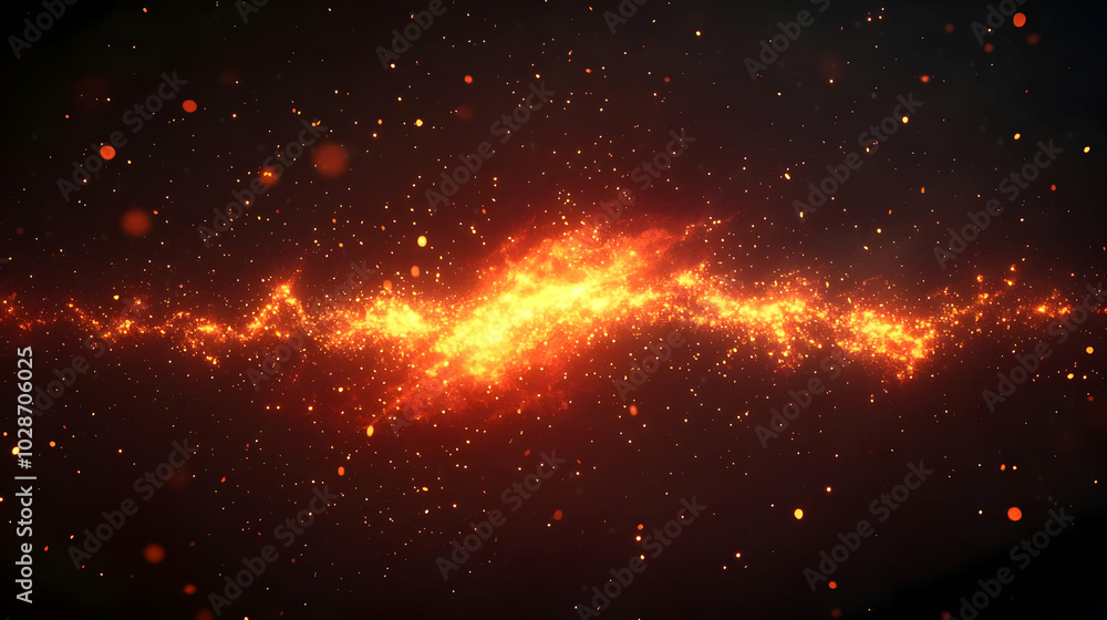 A vibrant cosmic scene with fiery particles and glowing effects. A vibrant cosmic scene with fiery particles and glowing effects.