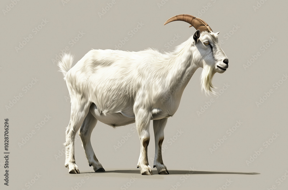 Obraz premium Goat. Vintage retro print, black white goat sketch ink pencil style drawing, engrave old school. Sketch artwork silhouette goat, white background. Side view profile. Illustration