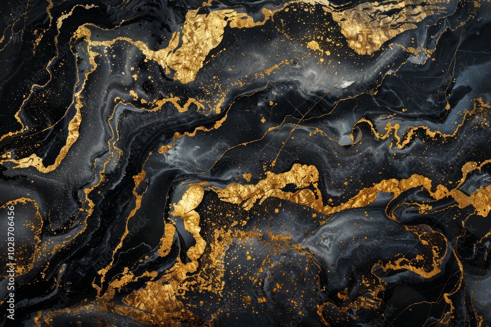 Photo of Deep black marble pattern with golden veins. Background texture for backdrops or mapping Photo of Deep black marble pattern with golden veins. Background texture for backdrops or mapping
