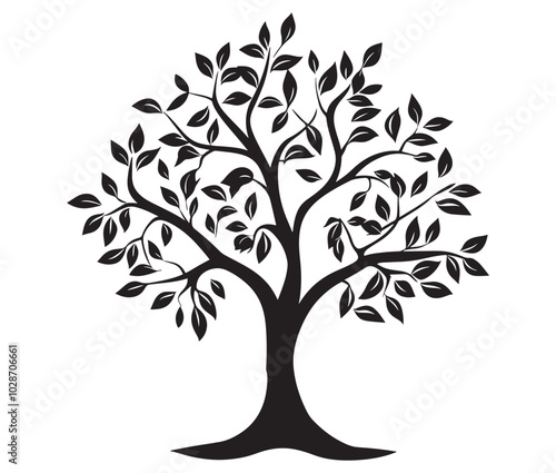 Vector black tree of live icon on white background, Plant tree silhouette, Palm tree icon