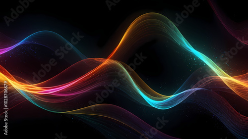 colorful light wave effect on dark background