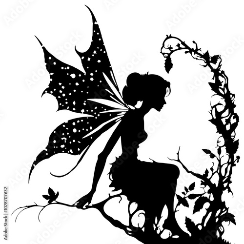 Elevate Your Creative Projects with a Magical Vector Image of a Fairy – Ideal for Fantasy Illustrations, Whimsical Designs, and Enchanting Decorations, Infusing Your Work with Charm, Imagination