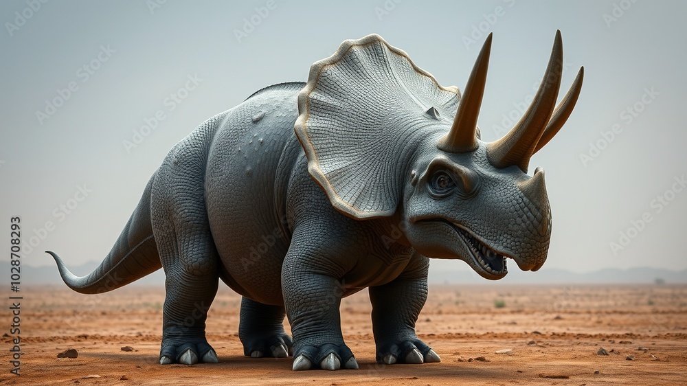 Fototapeta premium Vintage Style Triceratops Photography - High Resolution 32K Image for Documentation and Creative Use