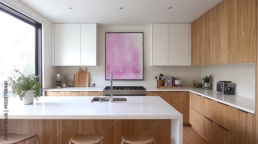 Modern Kitchen Design with White Cabinets and Wooden Accents: A Sleek and Stylish Space Modern Kitchen Design with White Cabinets and Wooden Accents: A Sleek and Stylish Space