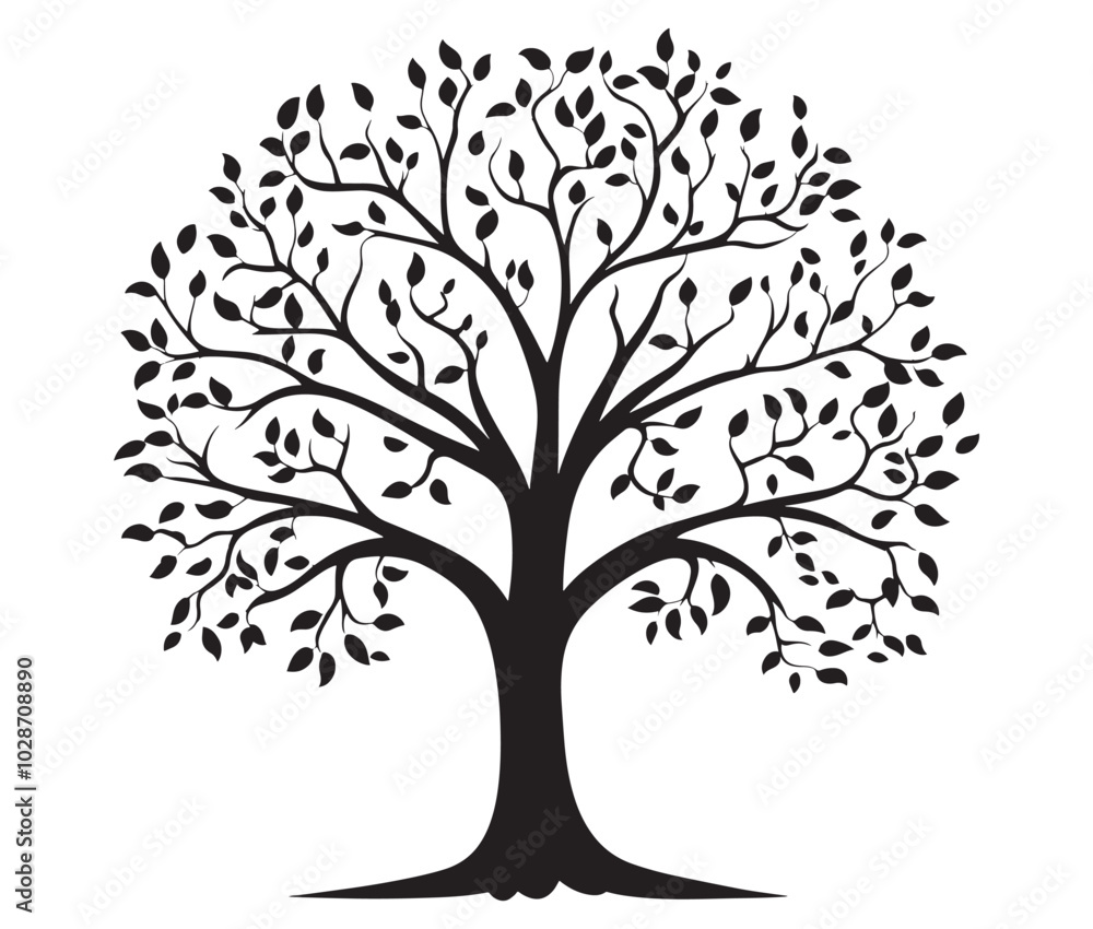 Obraz premium Vector black tree of live icon on white background, Plant tree silhouette, Palm tree icon