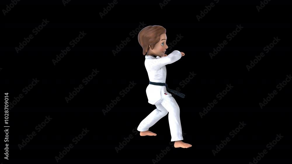 Fun 3D cartoon karateka girl doing a jodan age uke (with alpha channel) Fun 3D cartoon karateka girl doing a jodan age uke (with alpha channel)