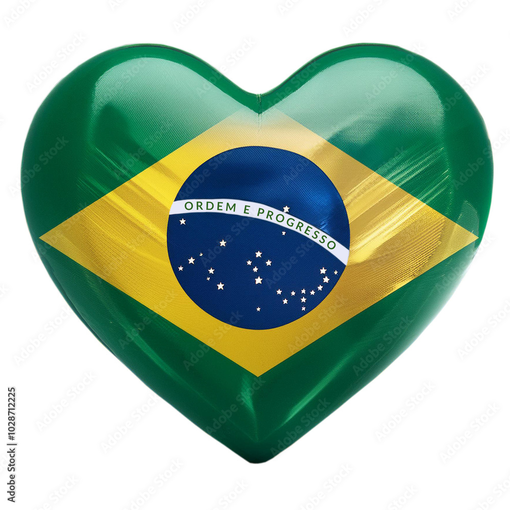 Brazil flag in heart shape.