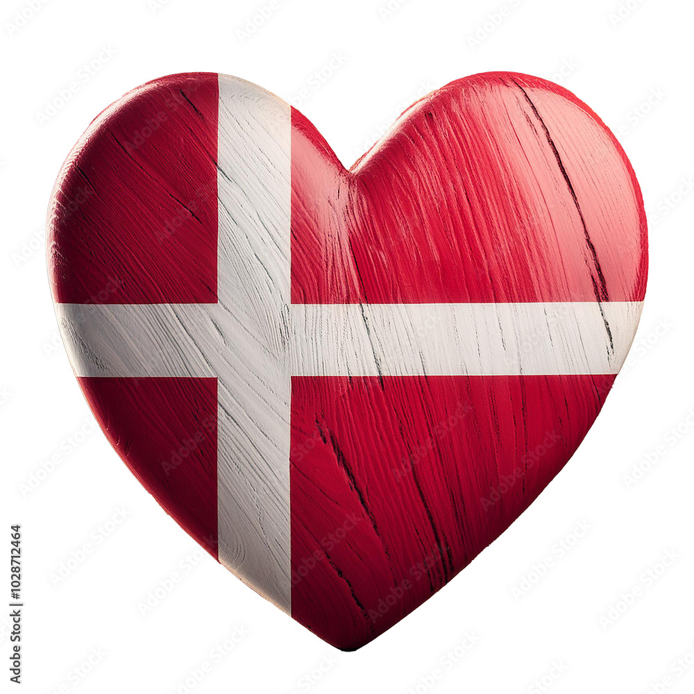 Denmark flag in heart shape.