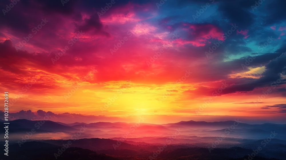 Beautiful Rainbow Sky, Glowing landscape data Beautiful Rainbow Sky, Glowing landscape data