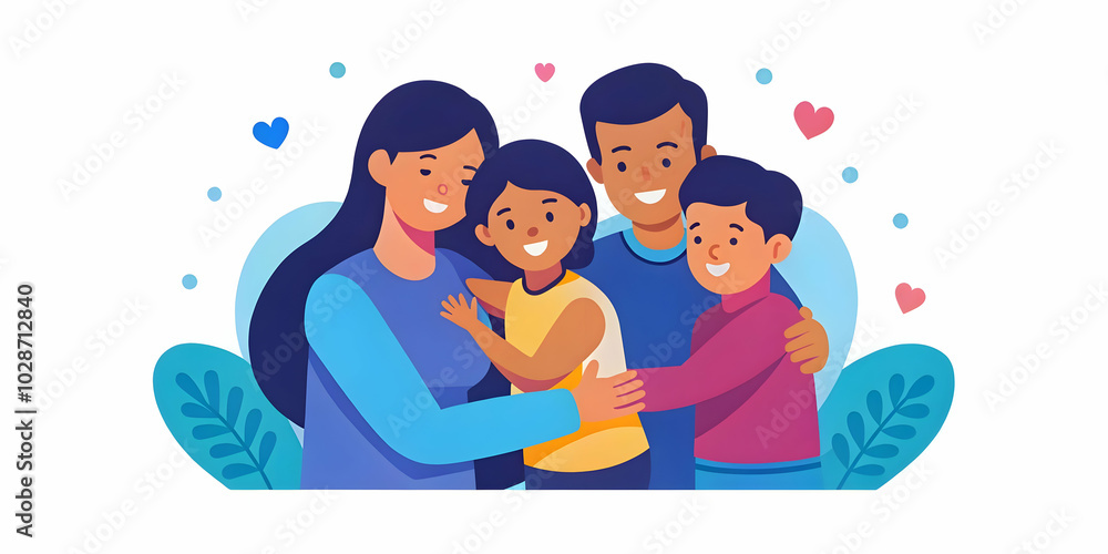 Family sharing a group hug in cozy living room, warm family moment of love and togetherness with copy space for promotional text in photo stock Family sharing a group hug in cozy living room, warm family moment of love and togetherness with copy space for promotional text in photo stock